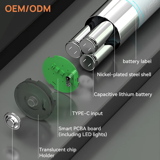 1.5V 6000mWh USB Li-ion Rechargeable Battery with Type C Port D-Size battery with indicator for Torch