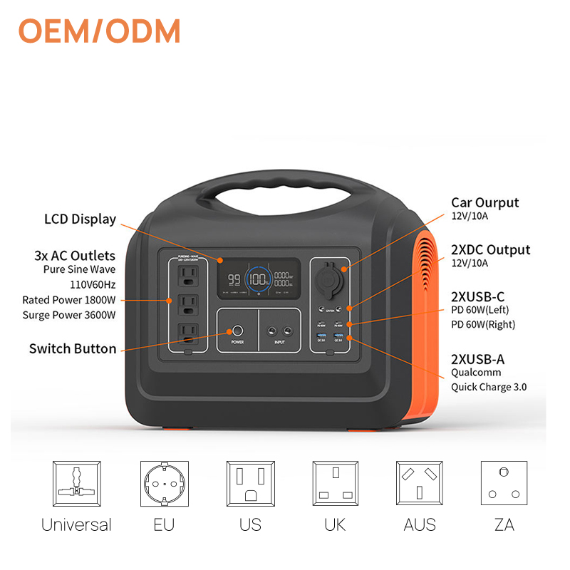 1200W Camping Emergency Backup LiFePO4 Battery Bank Charging Portable Power Station 